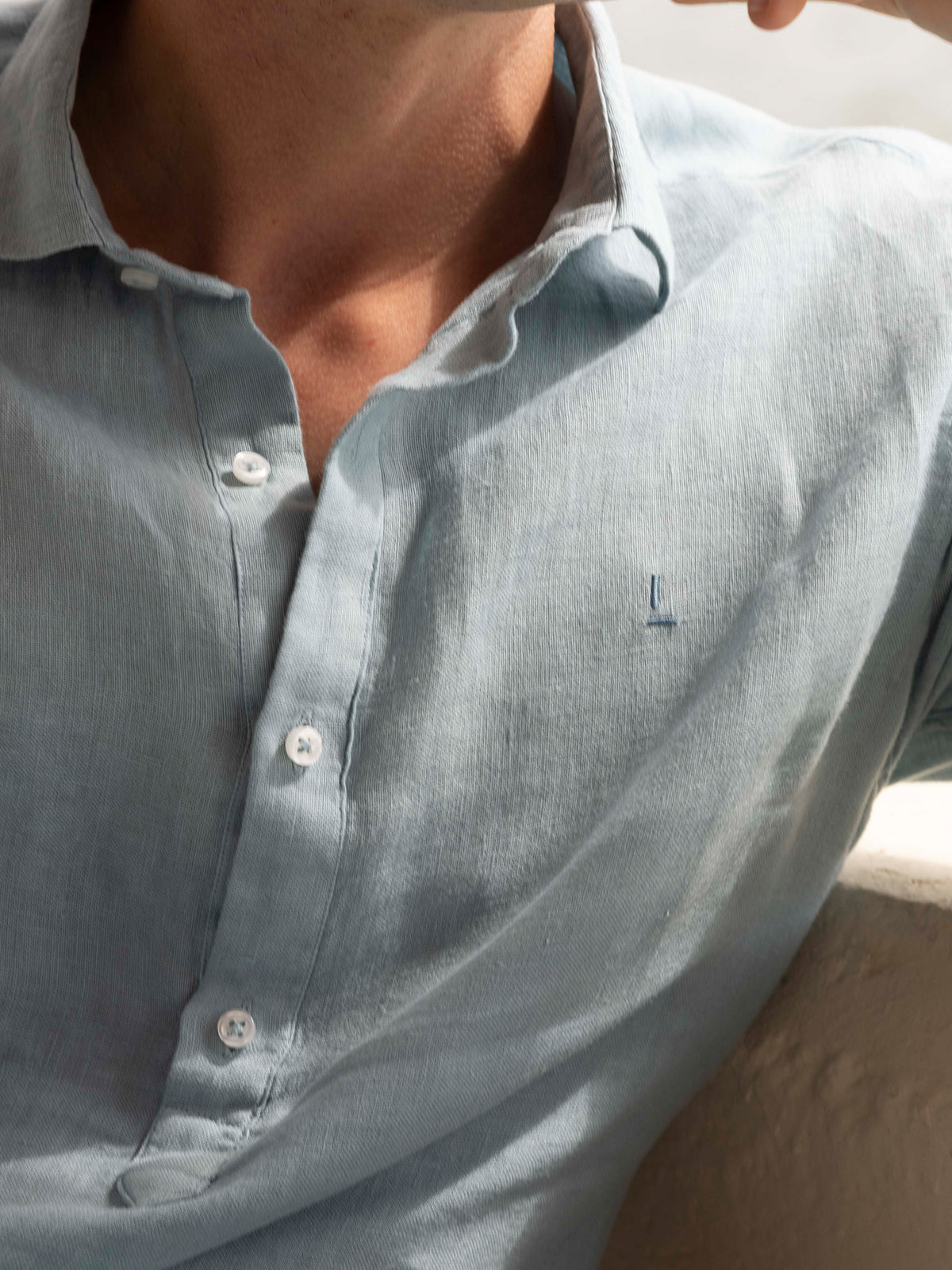 Camisa Polera Lino Azul Lepanto