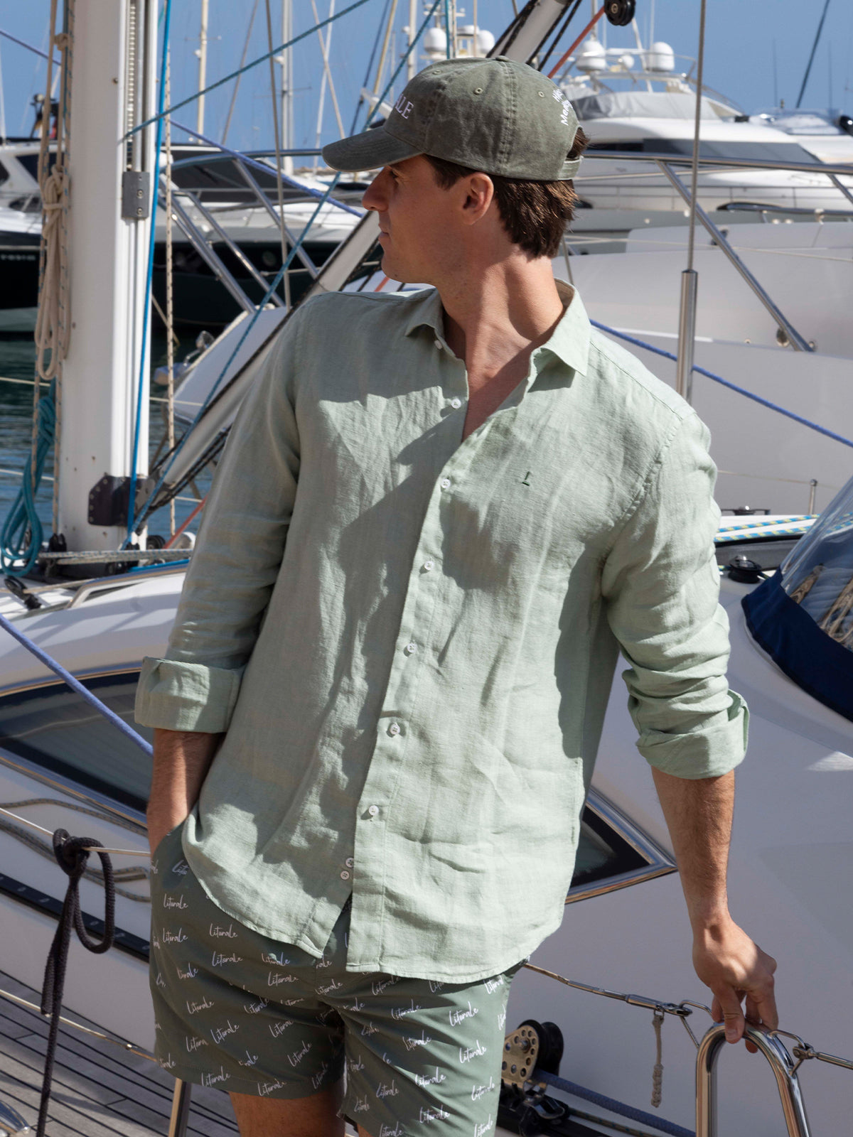 Camisa Lino Verde Litorale