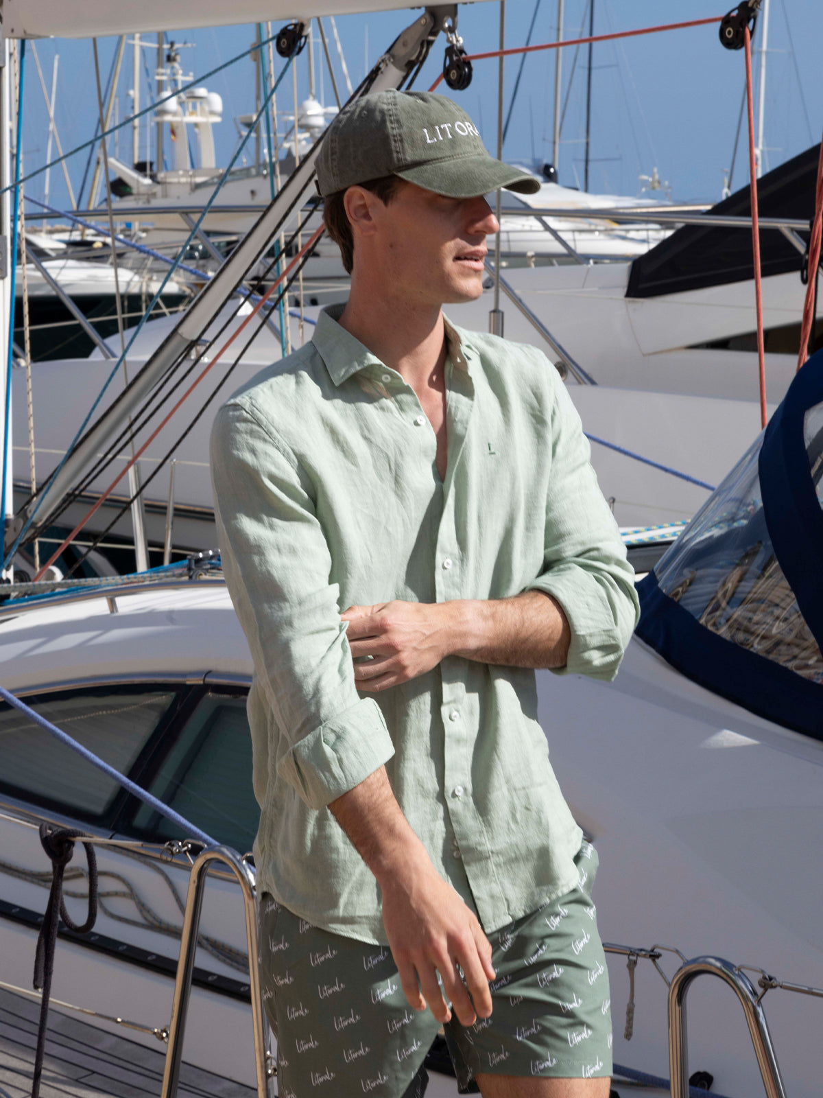 Camisa Lino Verde Litorale