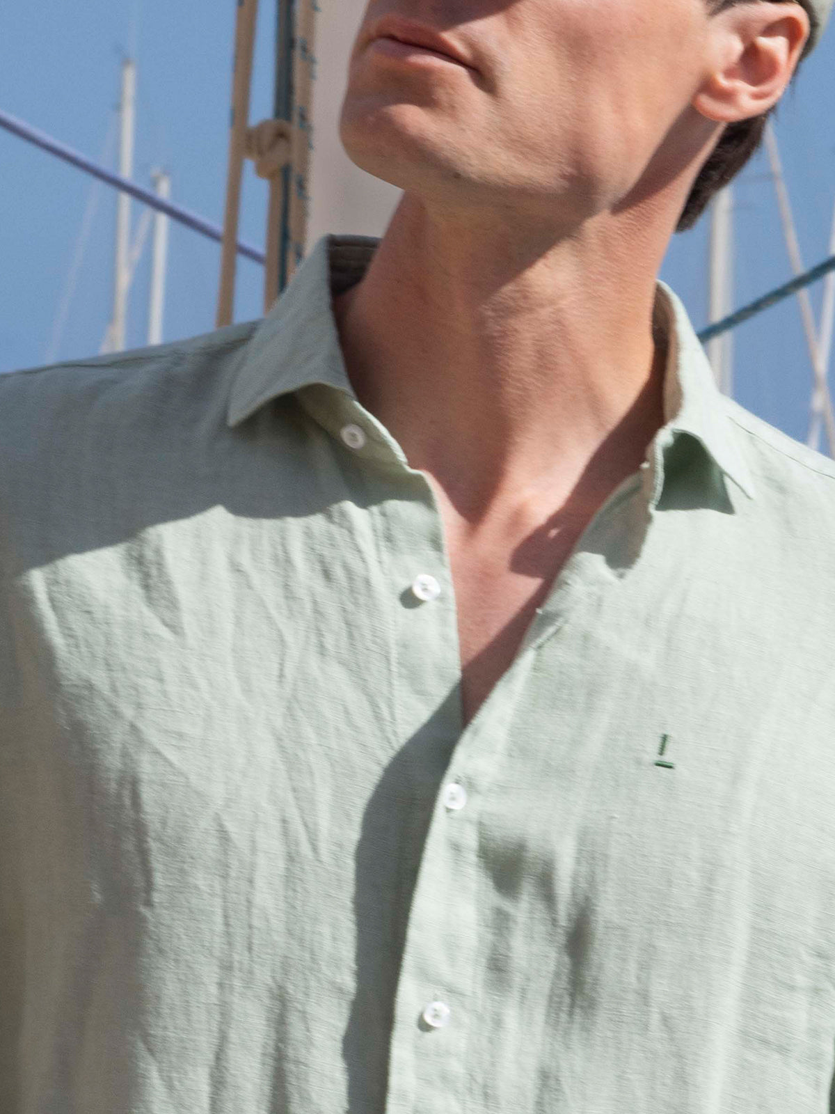 Camisa Lino Verde Litorale